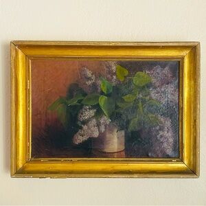 Antique 19th Century Still-life Oil Painting~Lilacs